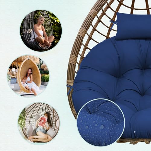 Round Waterproof Thicken Egg Chair Cushion with Pillow N63171