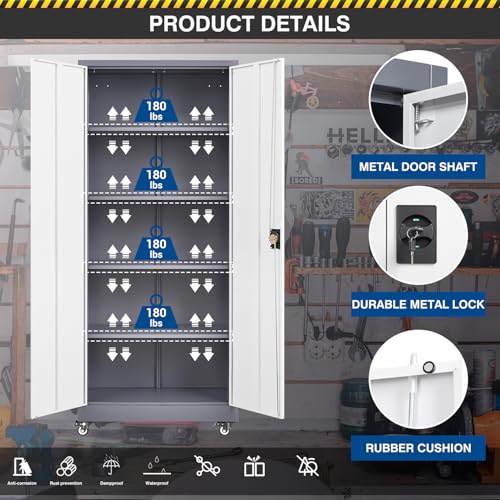 White Metal Rolling Storage Cabinet V63249