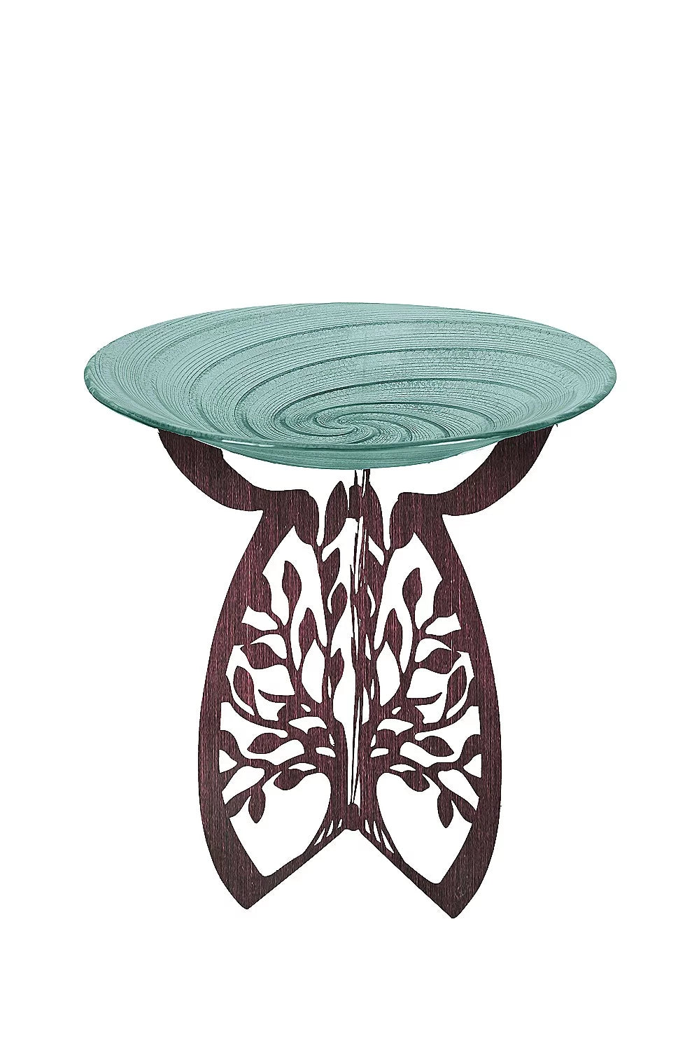 Laser Cut Bird Bath Stand and Glass Embossed Bird Bath Set R88538