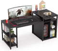 Extra Large Computer Desk with Storage Shelf and Cabinet, Dark Walnut T6832