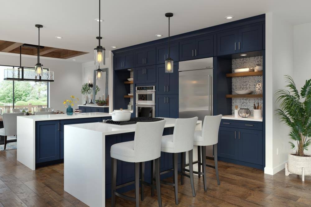 21-in W x 34.5-in H x 24-in D Navy Square Door Base Cabinet M4950
