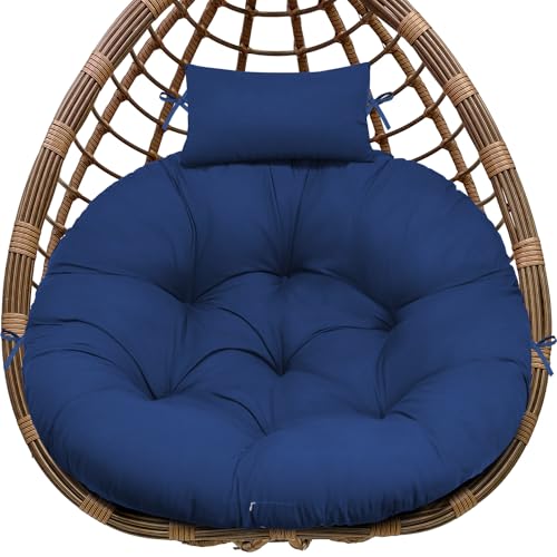 Round Waterproof Thicken Egg Chair Cushion with Pillow N63171