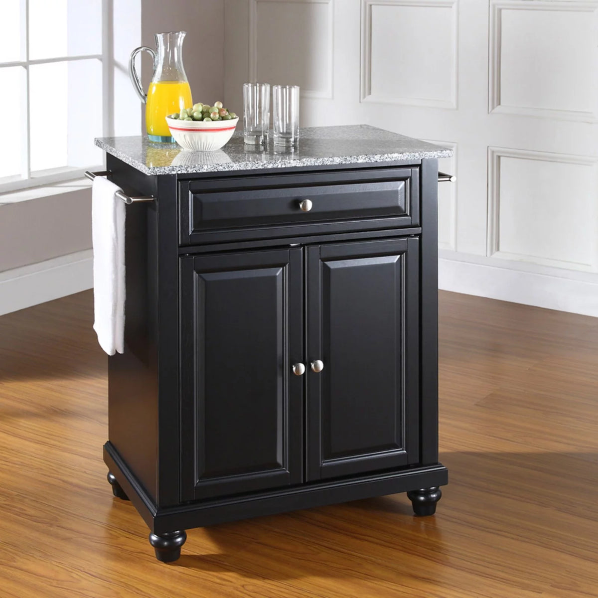 White Wood Portable Kitchen Island J343