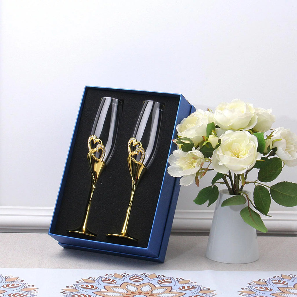Champagne Flutes Glass Set of 2 Hand Blown Crystal R135