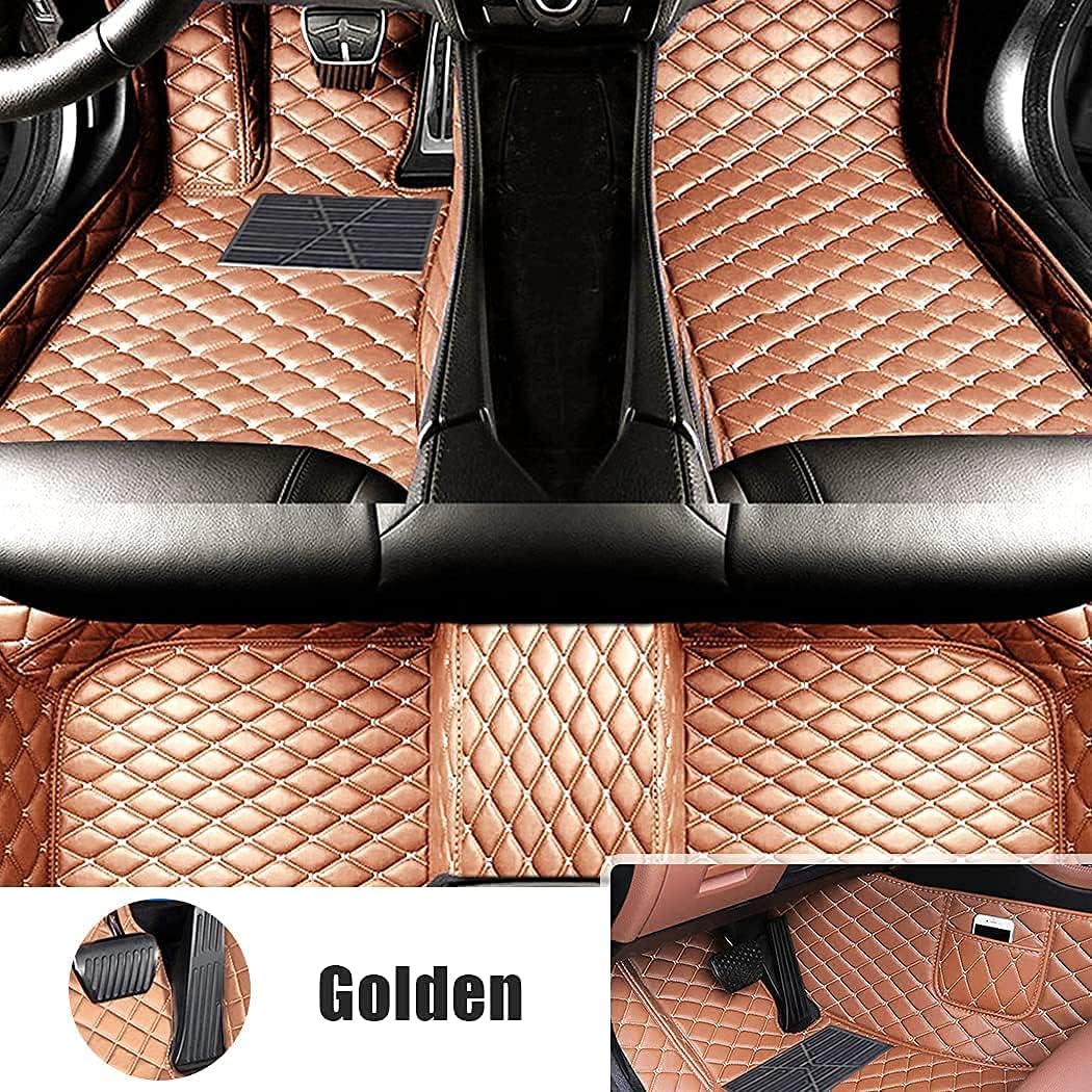 Brown Leather Car Floor Mats with Pocket V6807