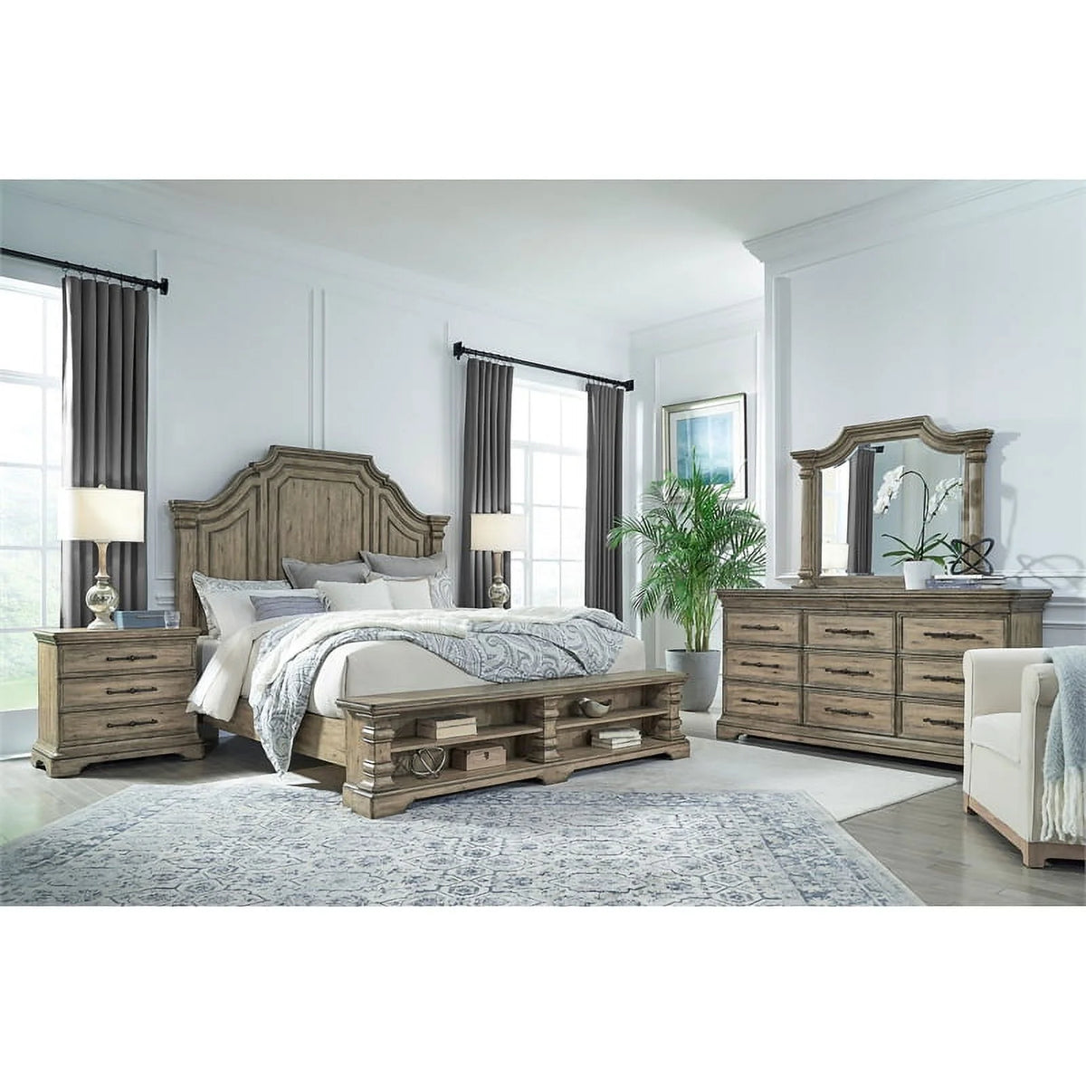 Brown Cal King Wood Panel Storage Bed T32122