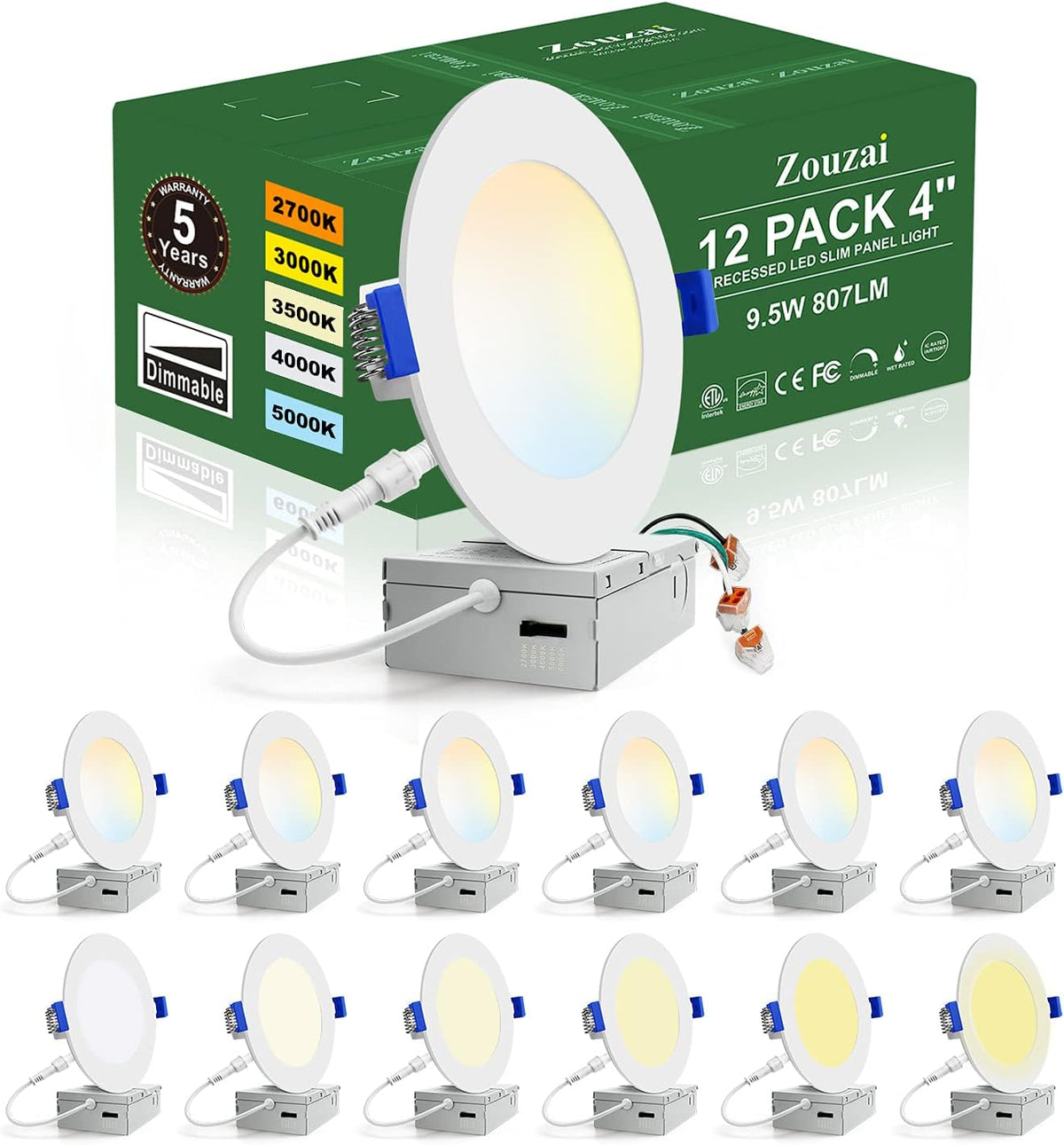 12 Pack 4 Inch Ultra-Thin LED Recessed Ceiling Light C76499