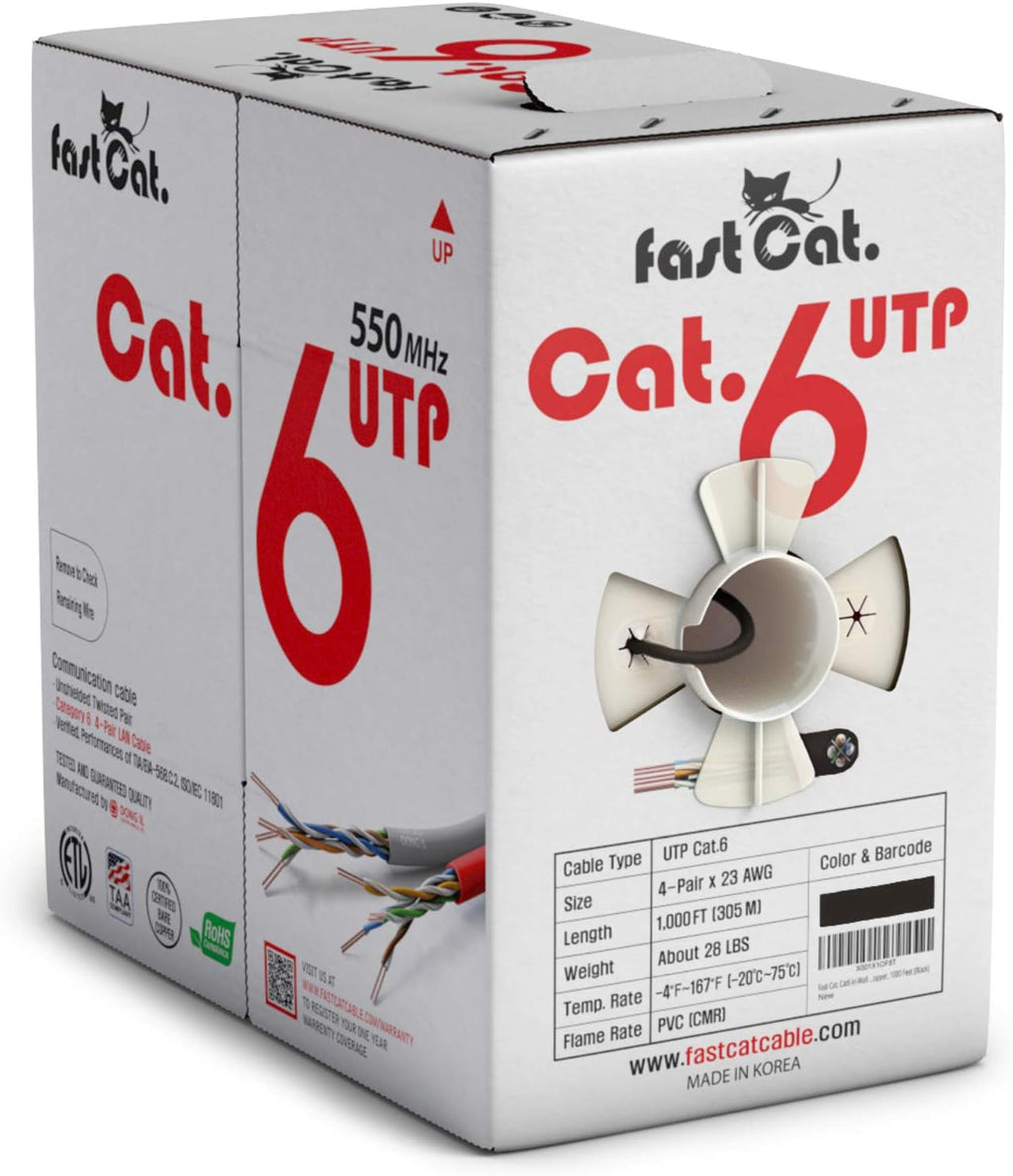 Cat6 Ethernet Cable 1000ft 23 AWG Solid Bare Copper Blue G170987