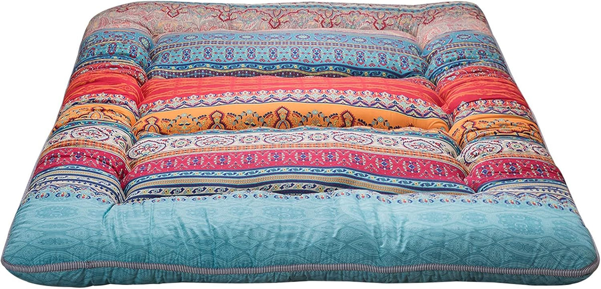 Bohemian Vintage Floral Japanese Futon Mattress Twin Size R417