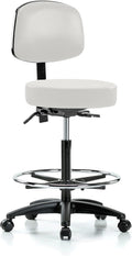 Black Vinyl Rolling Adjustable Doctor's Stool with Back A6989