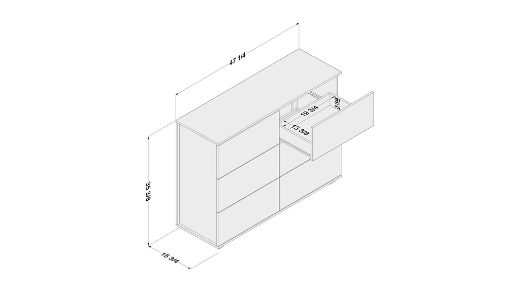 White 6 Drawer Wood Double Dresser T8325