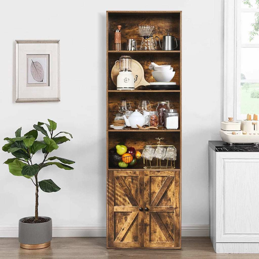 6 Shelf 71in Tall Bookcase with Doors A9340