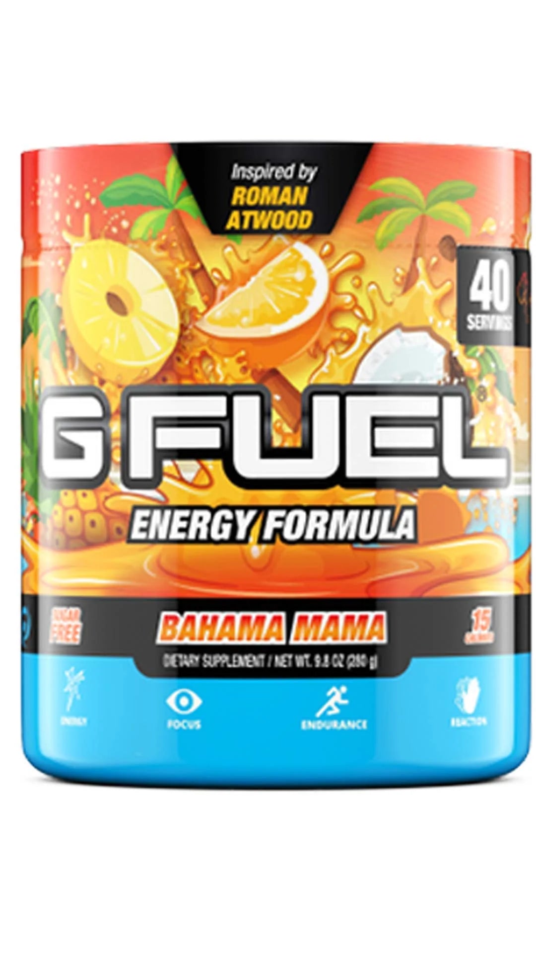 Sugar Free Energy Powder, Orange Coconut Pineapple Flavor, 9.8 oz L14375