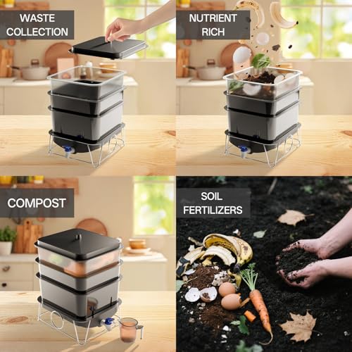 15L 3-Tray Worm Farm Composting Bin with Tool Set O910