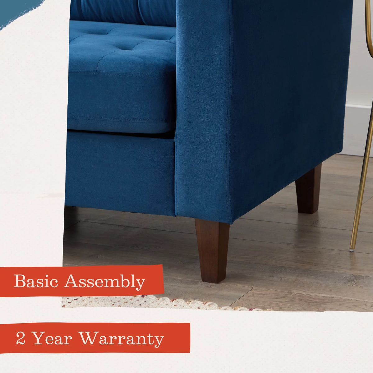 Navy Velvet Tufted Sofa U5420