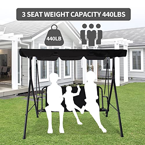 3-Seat Patio Swing Chair with Adjustable Canopy Y198623