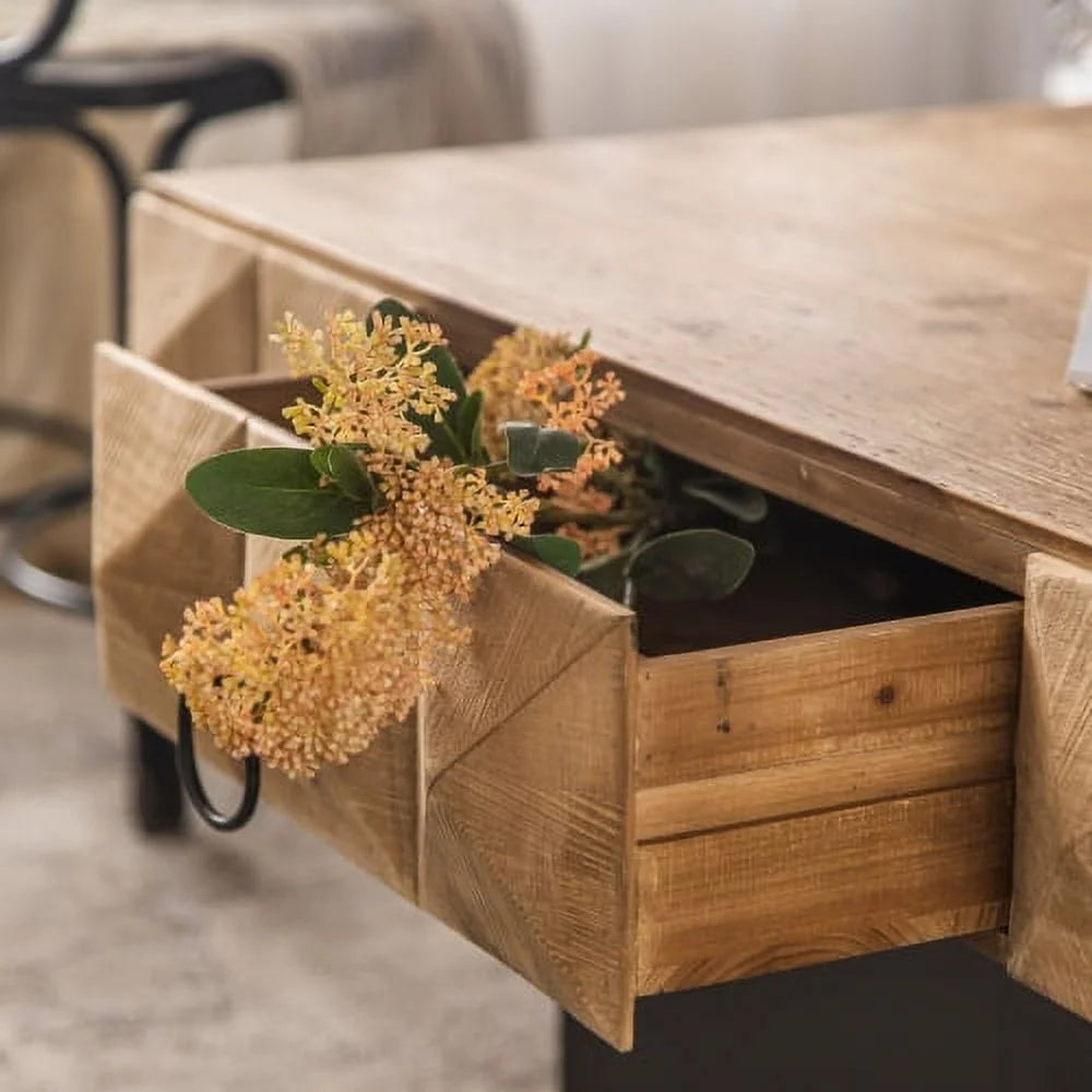 32.28" Square Retro Coffee Table with 2 Drawers F170