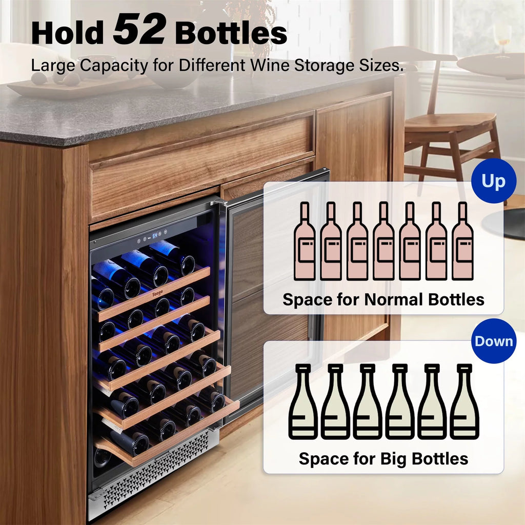 24 Wine Refrigerator Cooler 52 Bottles Glass Door Built in or Freestanding H223115