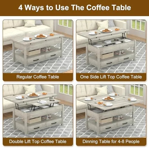 Lift Top Coffee Table with Drawers and Hidden Compartments V138438