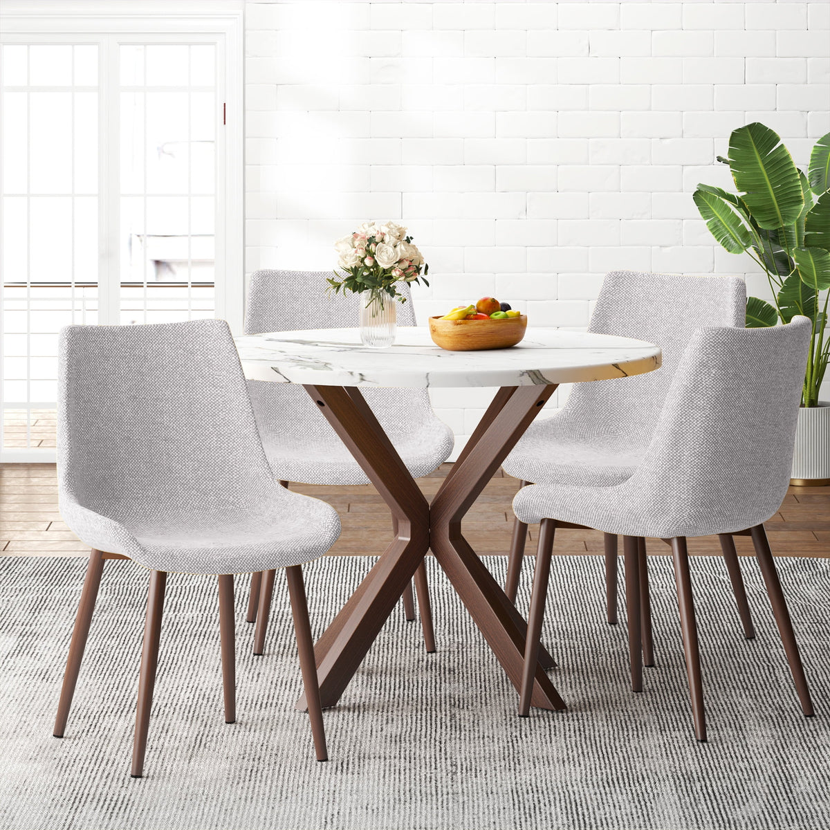 39.4" Round Wood Dining Table with Steel Legs B578