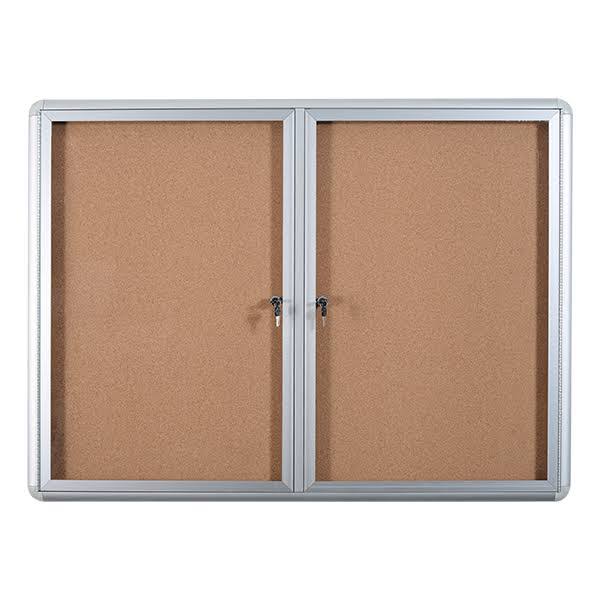 Cork Bulletin Enclosed Cabinet 36x48x22 2 Door Aluminum Frame B163861
