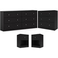Black Engineered Wood 3 Drawer Chest 6 Drawer Dresser & Nightstand M87528