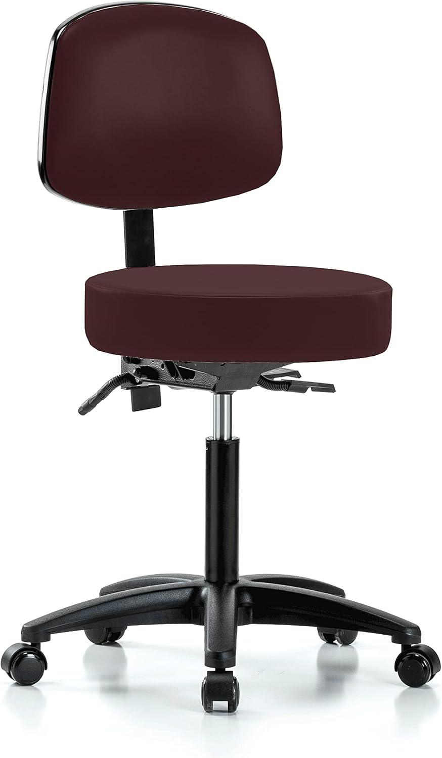 Black Vinyl Rolling Adjustable Doctor's Stool with Back A6989