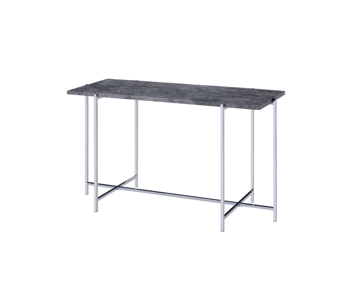 Sofa Table, Faux Marble & Chrome H1489