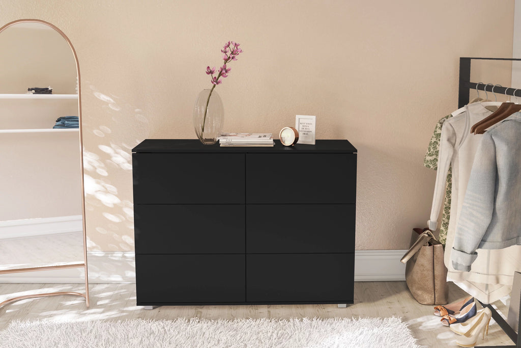 White 6 Drawer Wood Double Dresser T8325