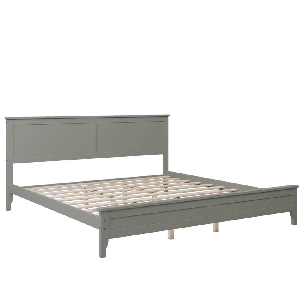 King Size Pine Platform Bed Frame with Headboard Q585697