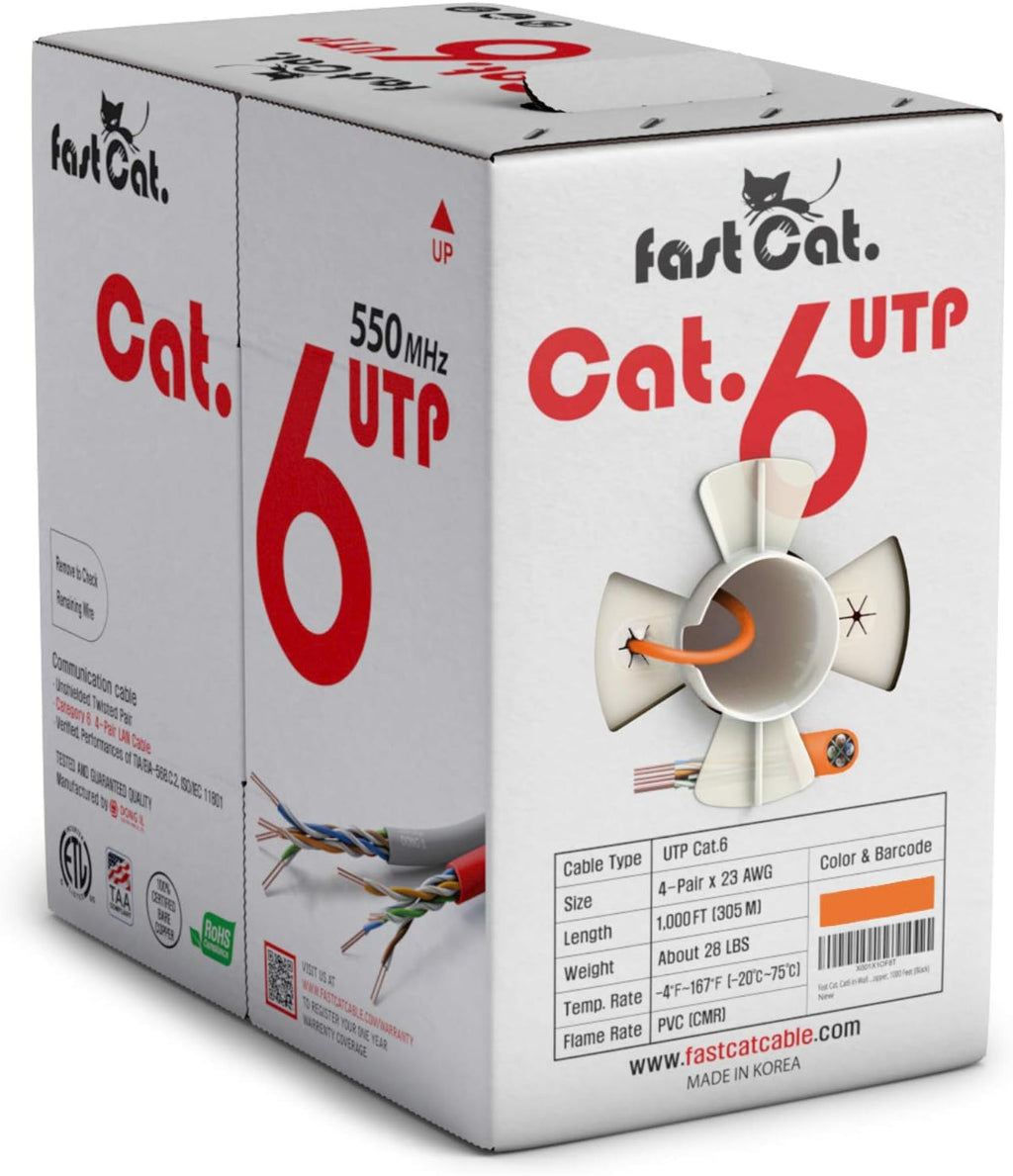 Cat6 Ethernet Cable 1000ft 23 AWG Solid Bare Copper Blue G170987