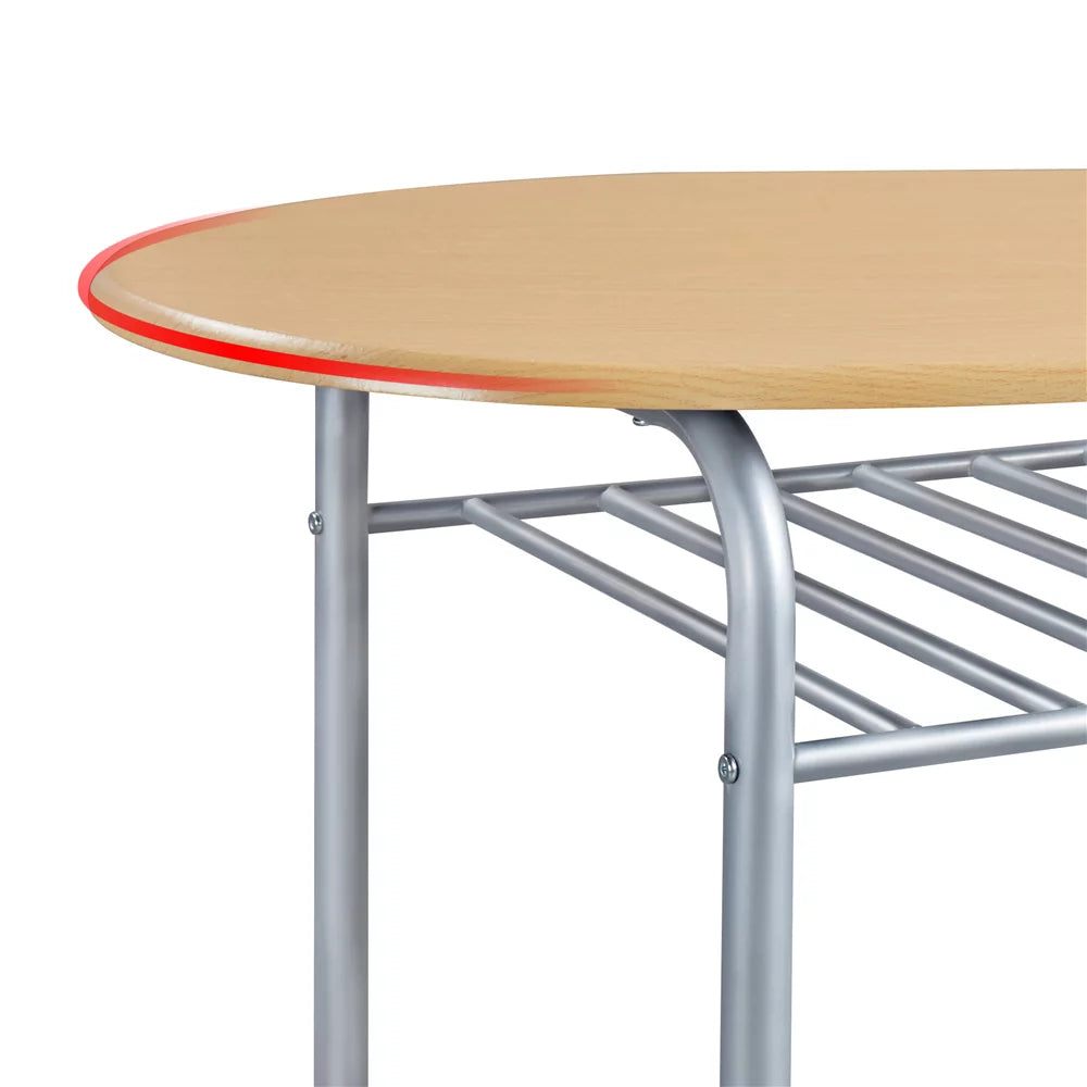 3 Piece Round Dining Table Set with Storage Rack B56804