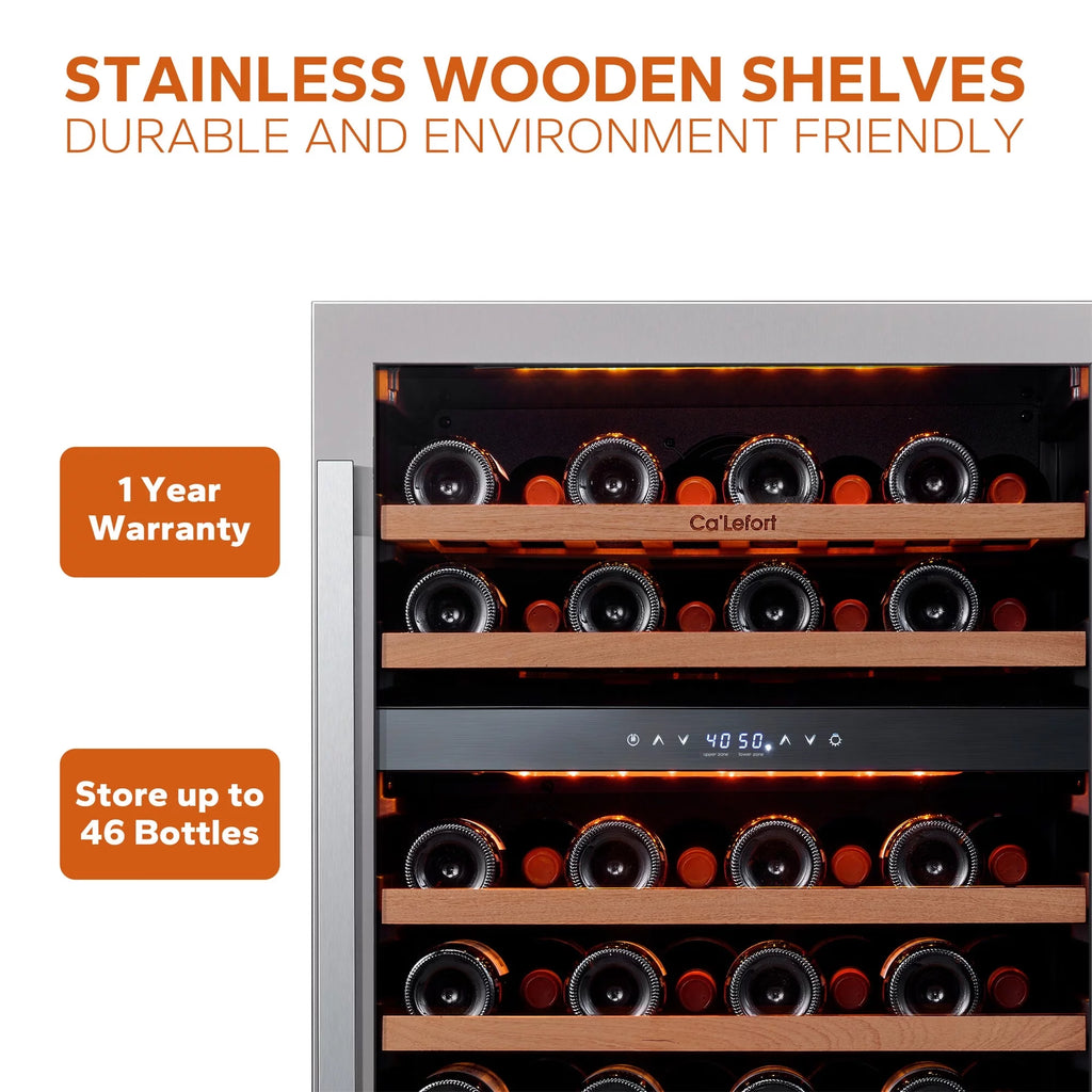 24 inch 46 Bottle Stainless Steel Wine Cooler Refrigerator R8490
