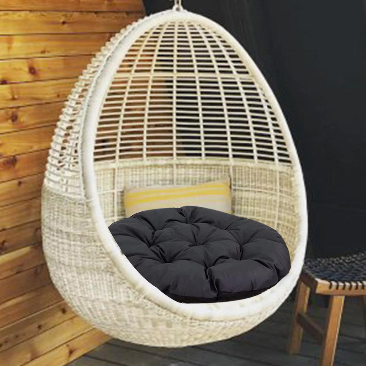 24"x24" Round Hanging Chair Cushion Black B1733