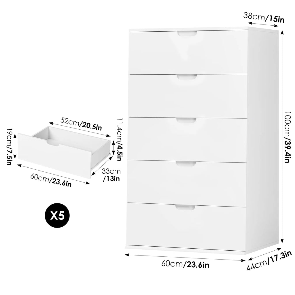 White 5 Drawer Dresser L63454