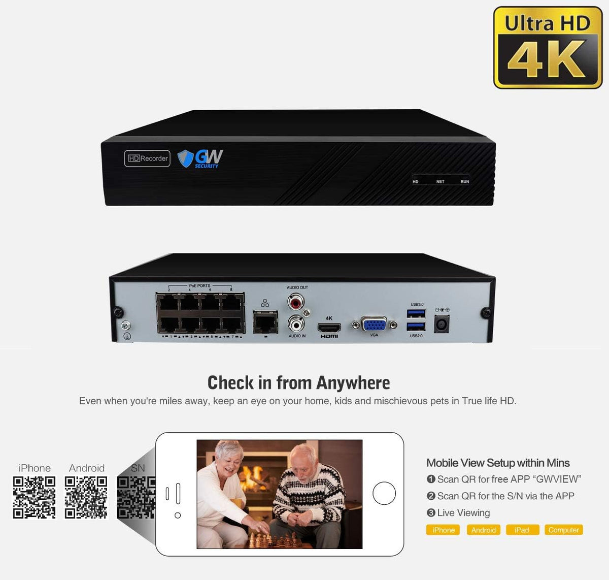 8 Channel 4K POE Security Camera System D4334