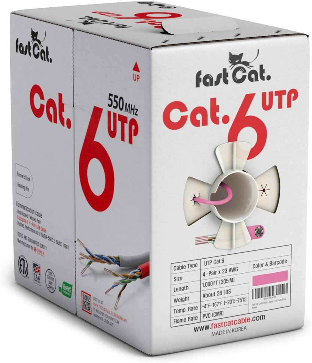 Cat6 Ethernet Cable 1000ft 23 AWG Solid Bare Copper Blue G170987