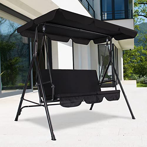 3-Seat Patio Swing Chair with Adjustable Canopy Y198623