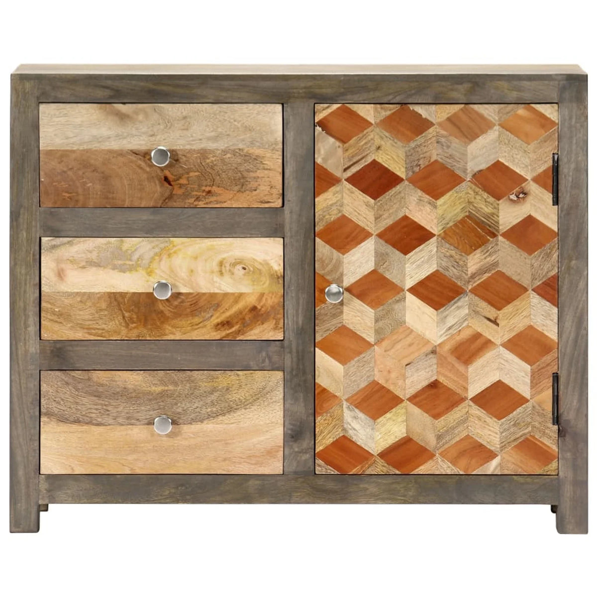 Mango Wood Side Cabinet with Door and 3 Storage Drawers Y632