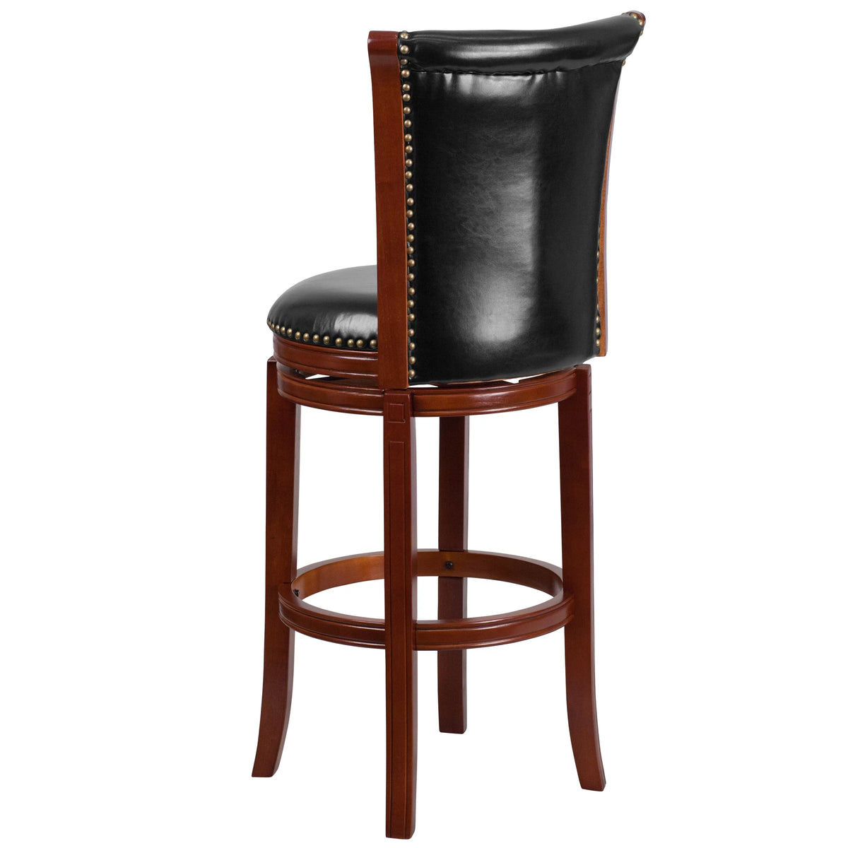 30'' High Dark Chestnut Wood Swivel Barstool O245