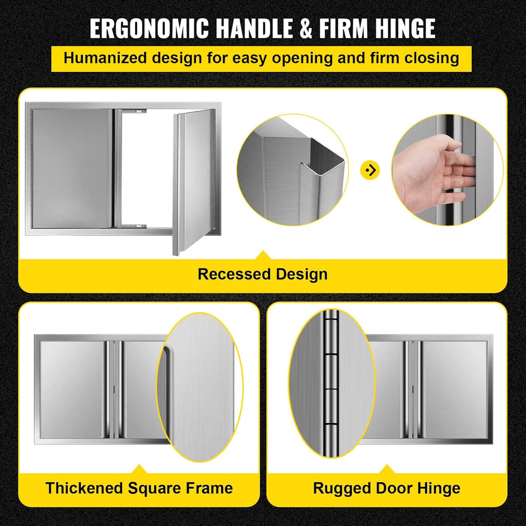 Double BBQ Access Door Stainless Steel with Recessed Handle X64909