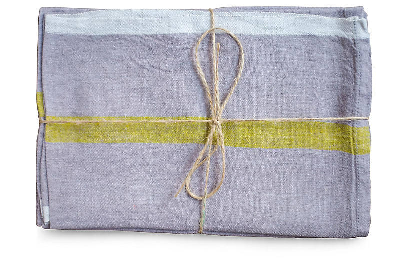 Linen Tea Towels Set of 2 Grey N244