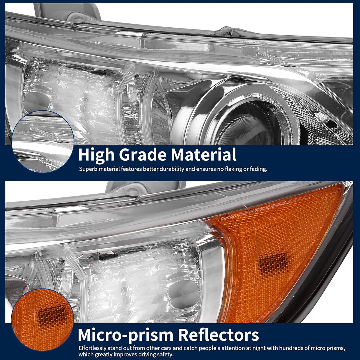 Headlight Assembly with Chrome Housing Clear Lens Q55572