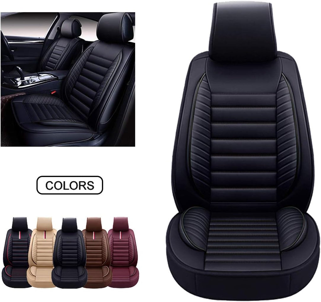 Brown Faux Leatherette Car Seat Covers Set D149455