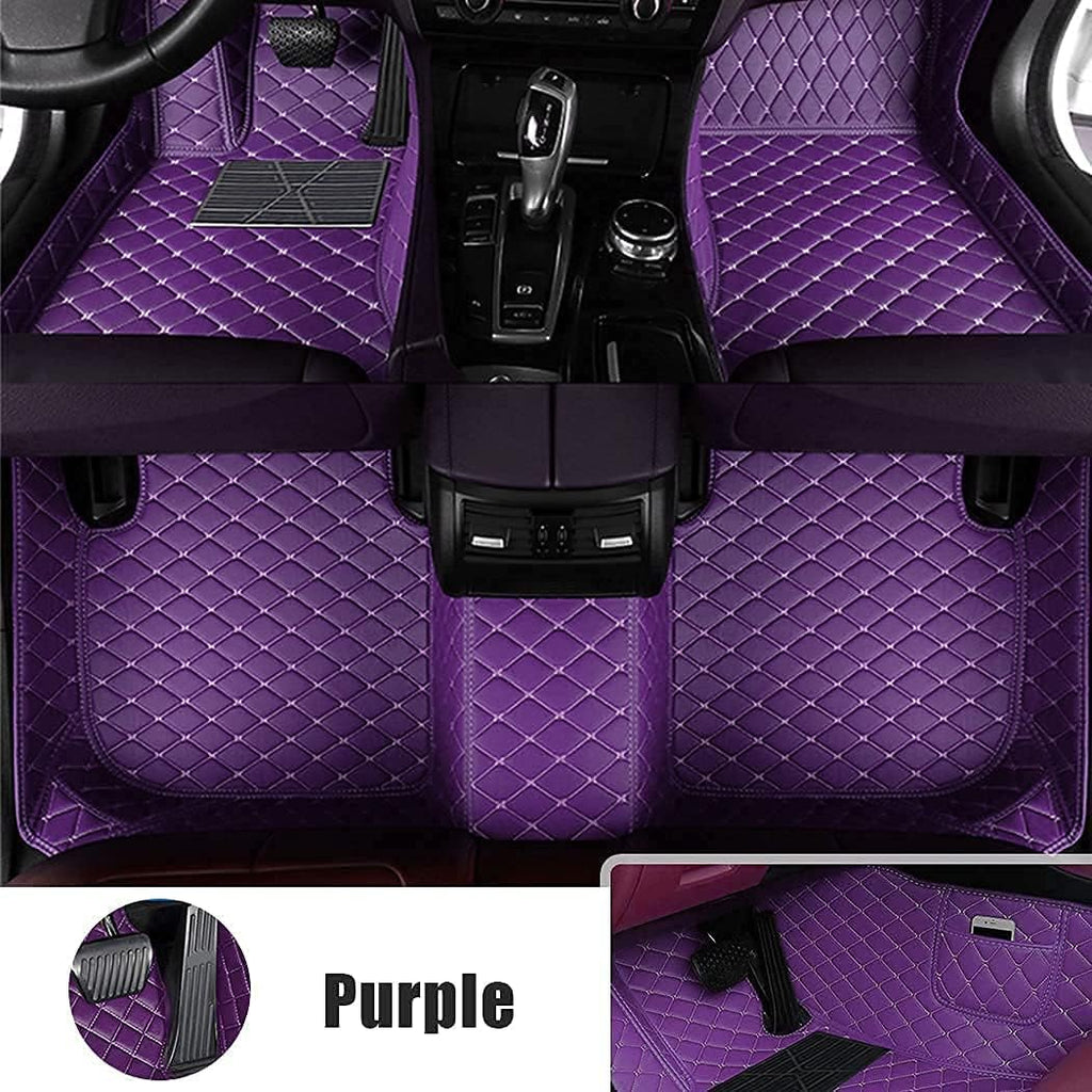 Brown Leather Car Floor Mats with Pocket V6807