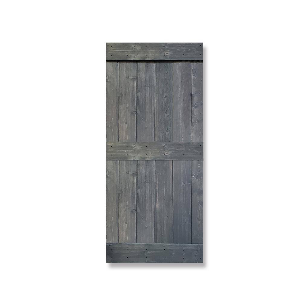 Gray Stained Knotty Pine Wood Interior Sliding Barn Door Slab F2969