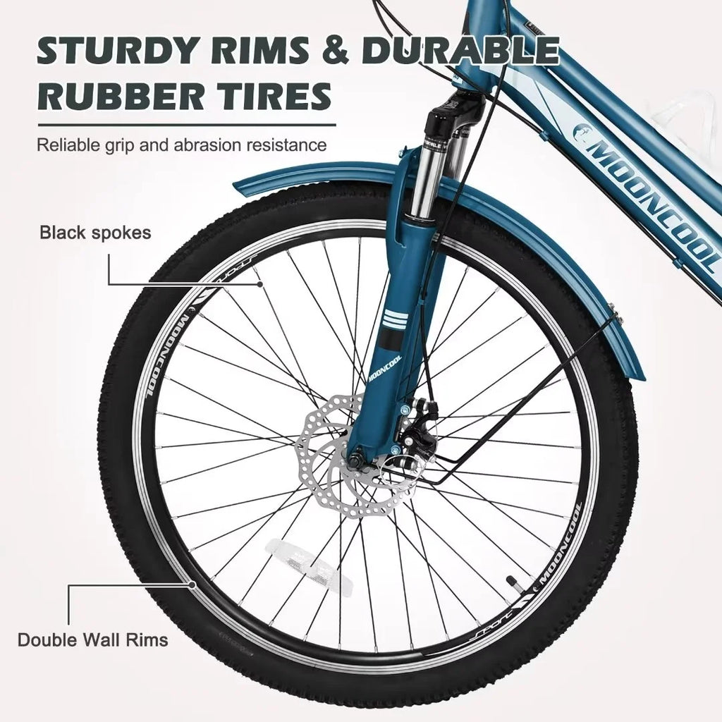 Adult Mountain Tricycle 27.5 Tire Three Wheel Cruiser Bike with Shopping Basket R958308