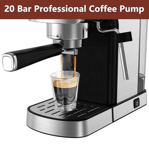 20 Bar Stainless Steel Espresso Machine with Steam Milk Frother H878908