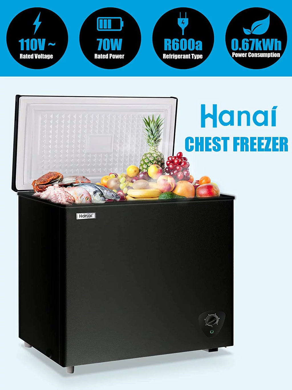 White 3.5 cu.ft Chest Freezer with Removable Basket W632