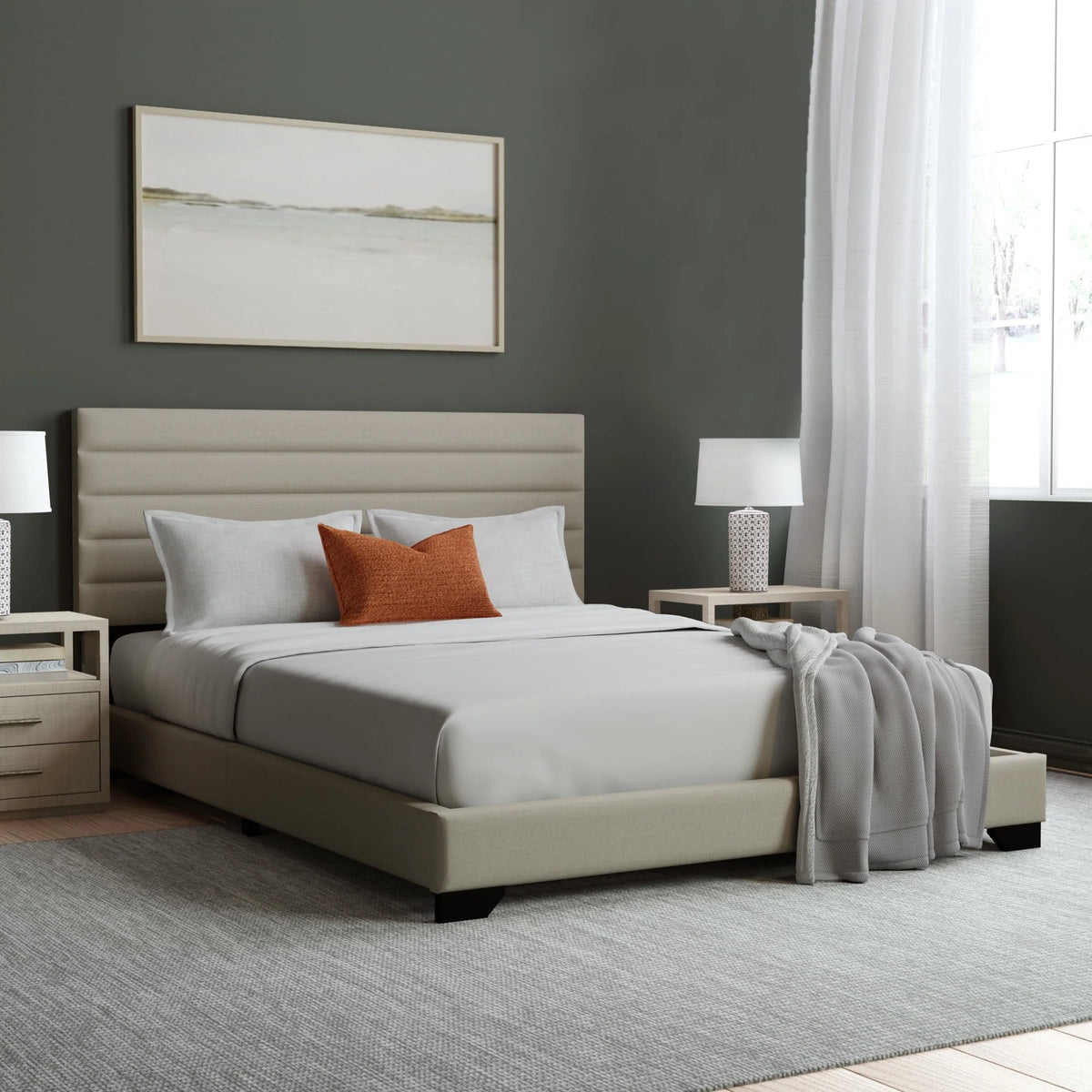 Charcoal Upholstered Queen Platform Bed U930896